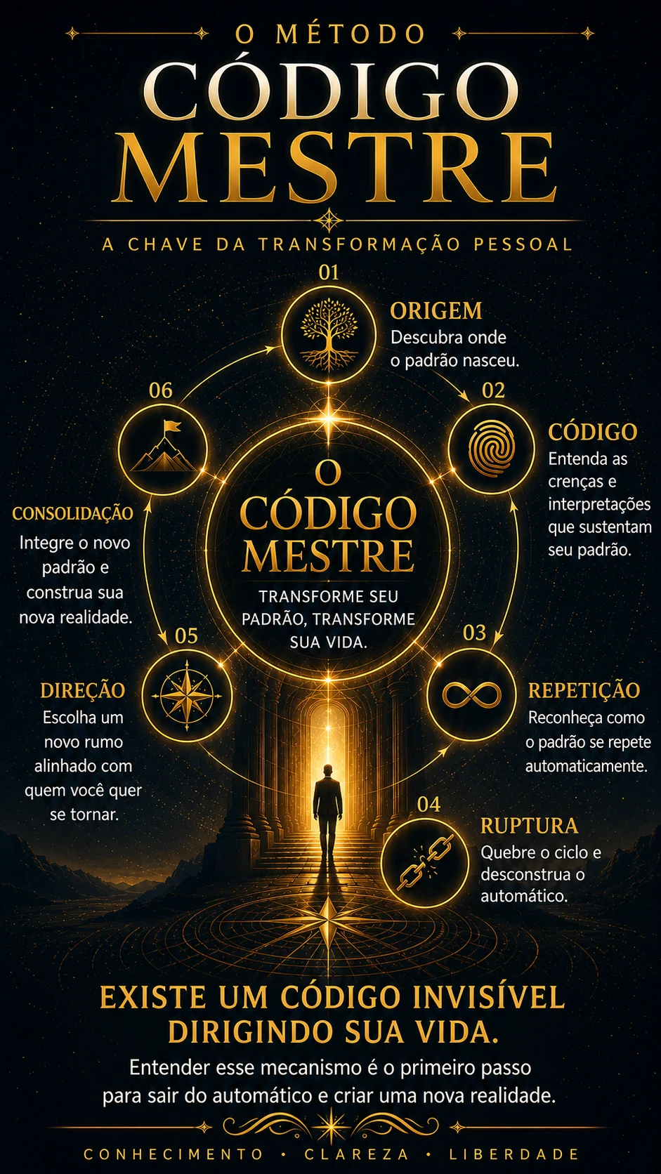 Representação visual das seis etapas do Método Código Mestre